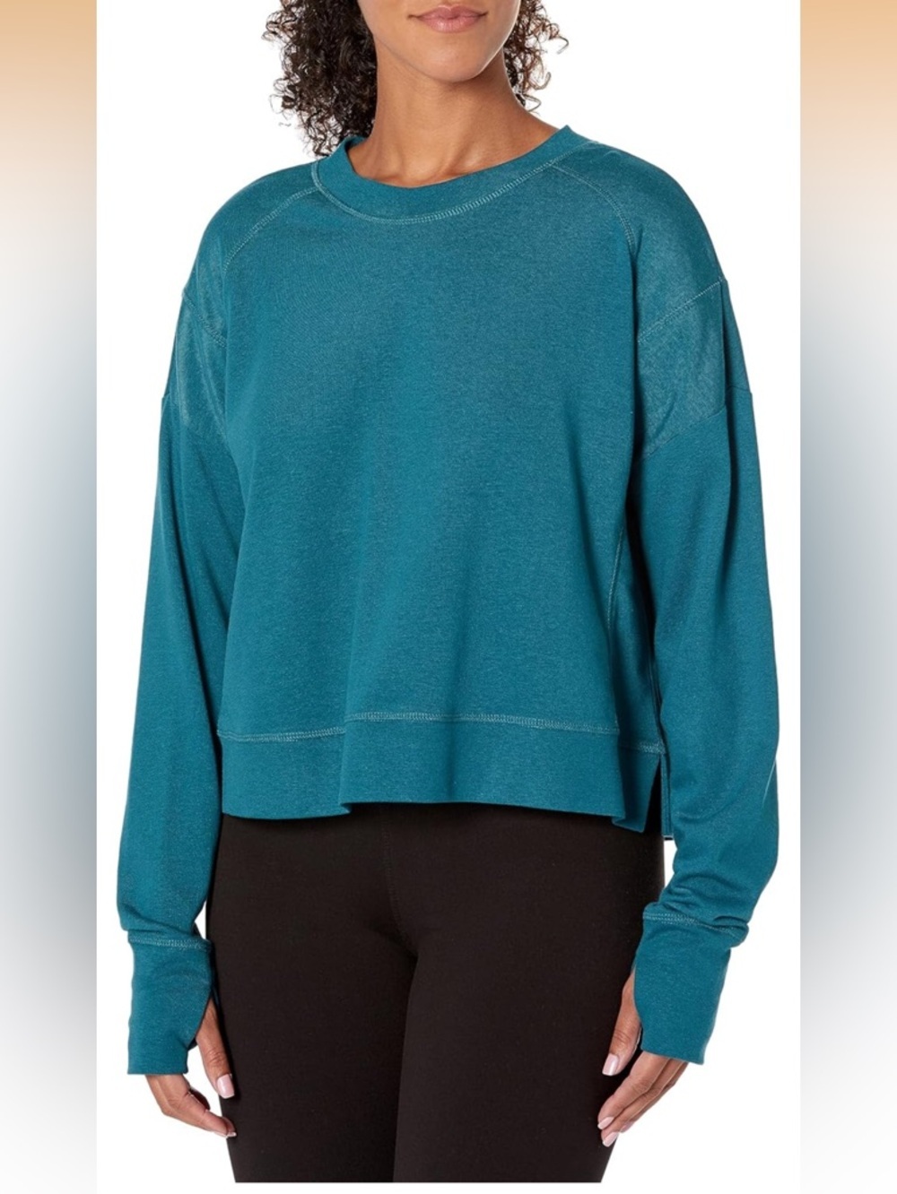 Sweaty Betty After Class Crop Sweatshirt Blue SB5622C Thumbholes Size S